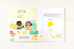 Load image into Gallery viewer, Inside lift‑the‑flap page from the bilingual Hindi–English children’s book Coco's Lemonade showing a lemon vocabulary word with Hindi and English text for early readers.
