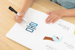Load image into Gallery viewer, Inside lift‑the‑flap page from the bilingual Korean–English children’s book Coco's Lemonade showing a child tracing with dry-erase writeable maker to learn how to write, with Korean Hangul and English text for early readers.
