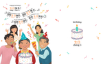 Load image into Gallery viewer, Inside lift‑the‑flap page from the bilingual Mandarin Chinese–English children’s book My Favorite Gift, showing a birthday vocabulary word and the happy birthday song with simplified Chinese Pinyin and English text for early readers.
