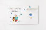 Load image into Gallery viewer, Inside lift‑the‑flap page from the bilingual Hindi–English children’s book Pay It Forward showing a bird vocabulary word with Hindi Script and Transliteration and English text for early readers.

