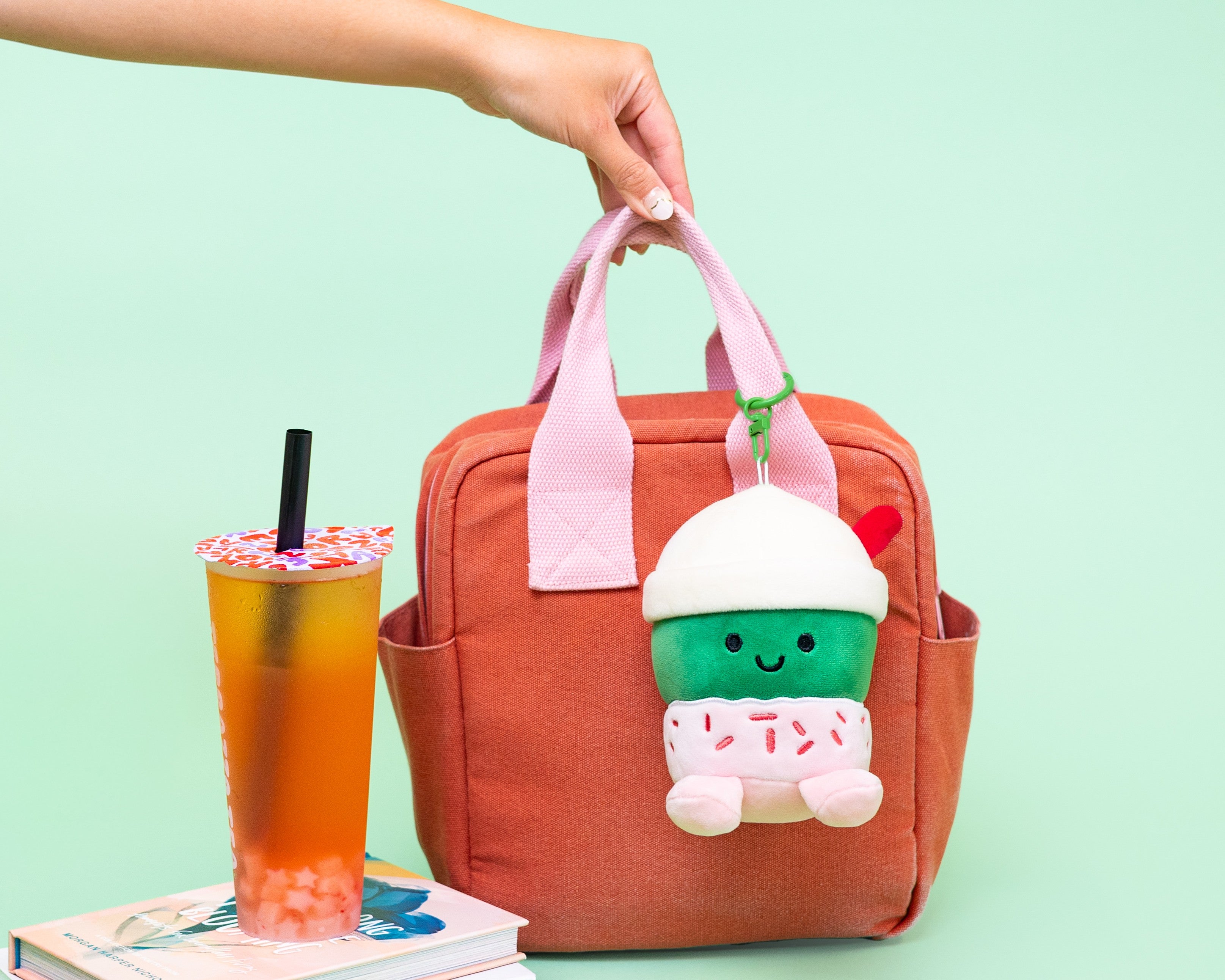 Strawberry Matcha Plush: Boba Tote