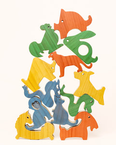 Wooden Chinese Zodiac Animals Set – 12‑Piece Stacking Toy and